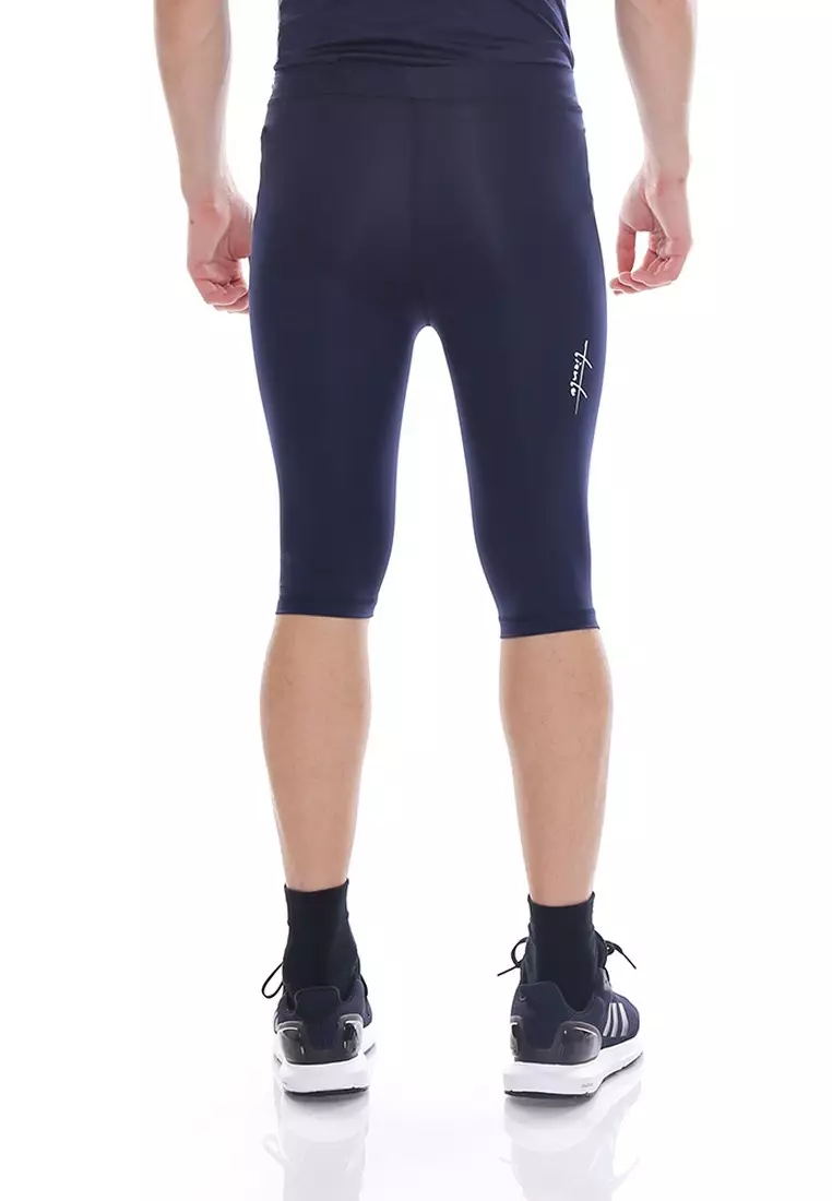 Tiento Man Compression Half Pants Navy Celana Legging Leging Selutut Pria Olahraga