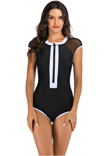 Its Me black and white Surf Print One-Piece Swimsuit 9B9D2US210F473GS_1