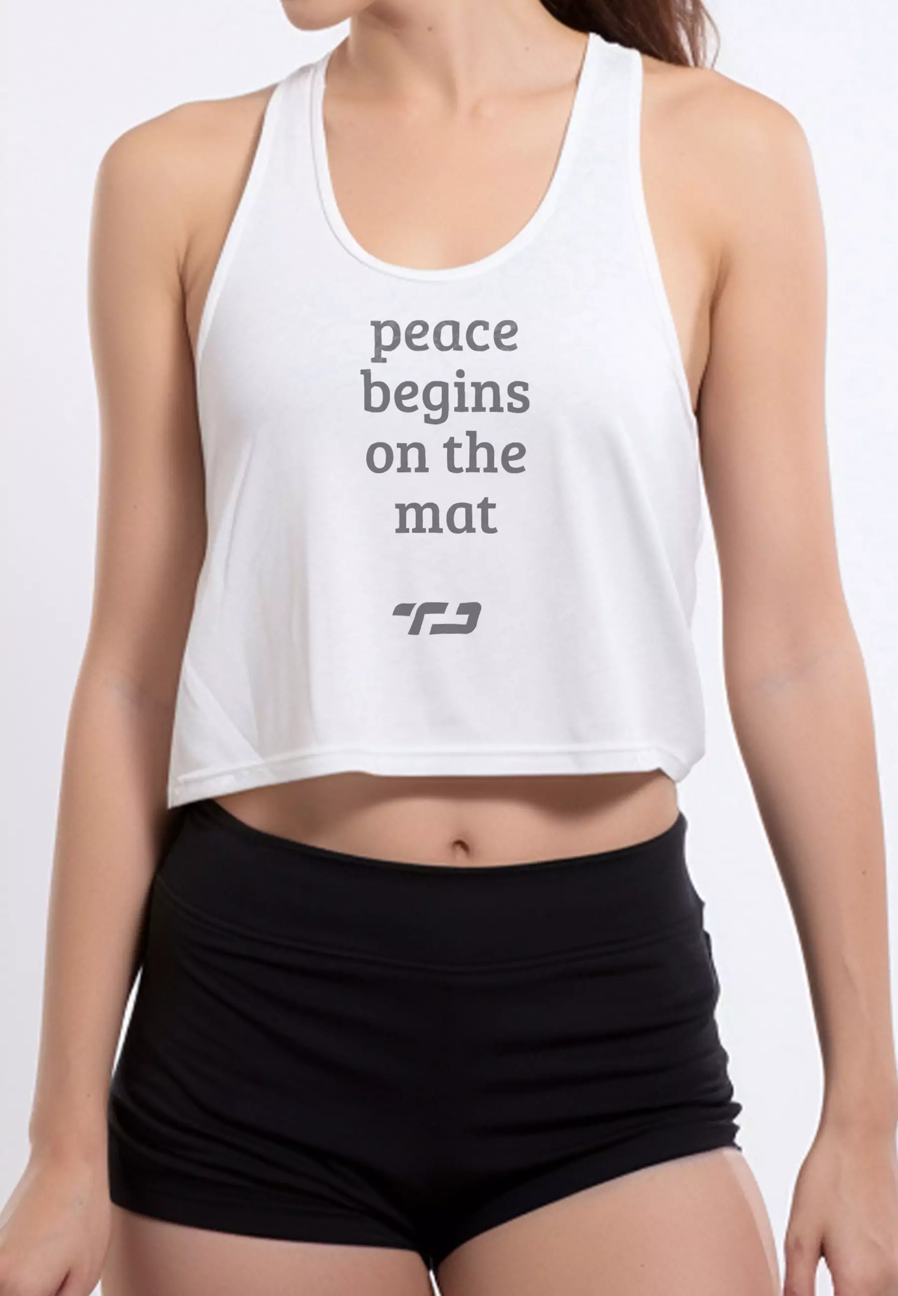LSB46 tanktop tangtop olahraga gym running lari zumba UAT putih peace begins on the mat putih
