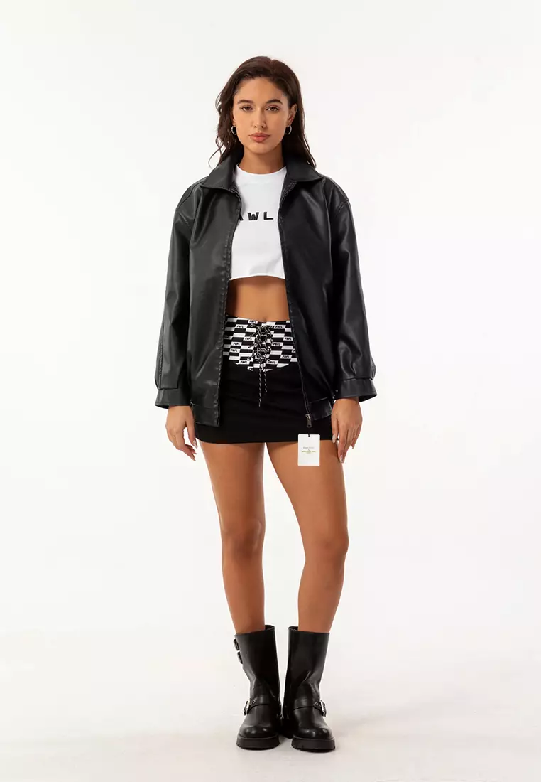 Oversized Faux Leather Jacket AD-N24S06