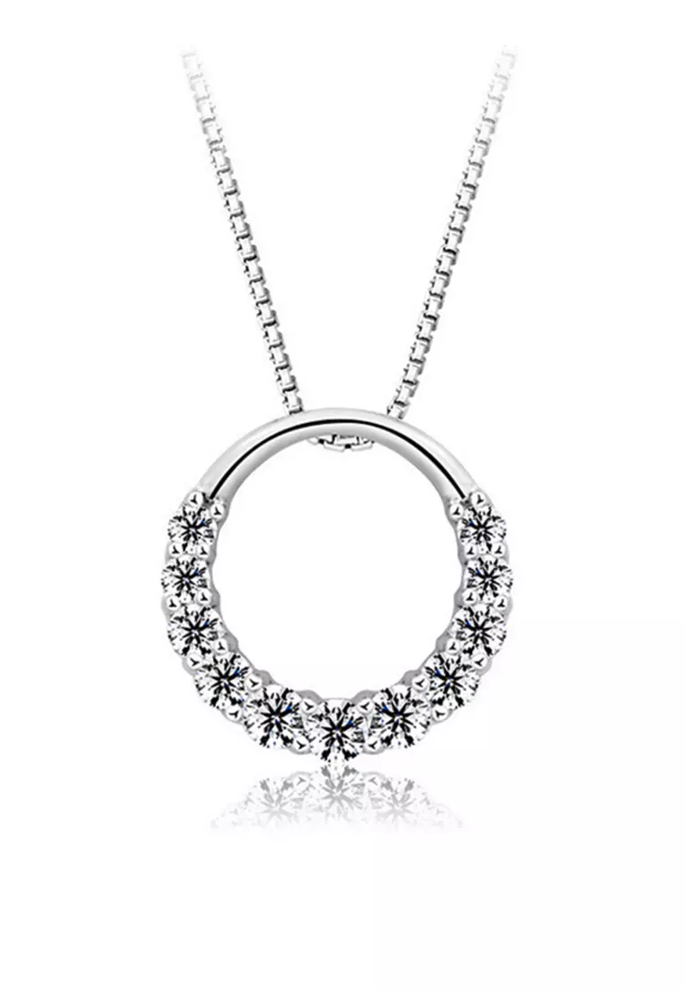 YOUNIQ D'Lord 925 Sterling Silver Necklace Pendant with Cubic Zirconia, Earrings and Bracelet Set