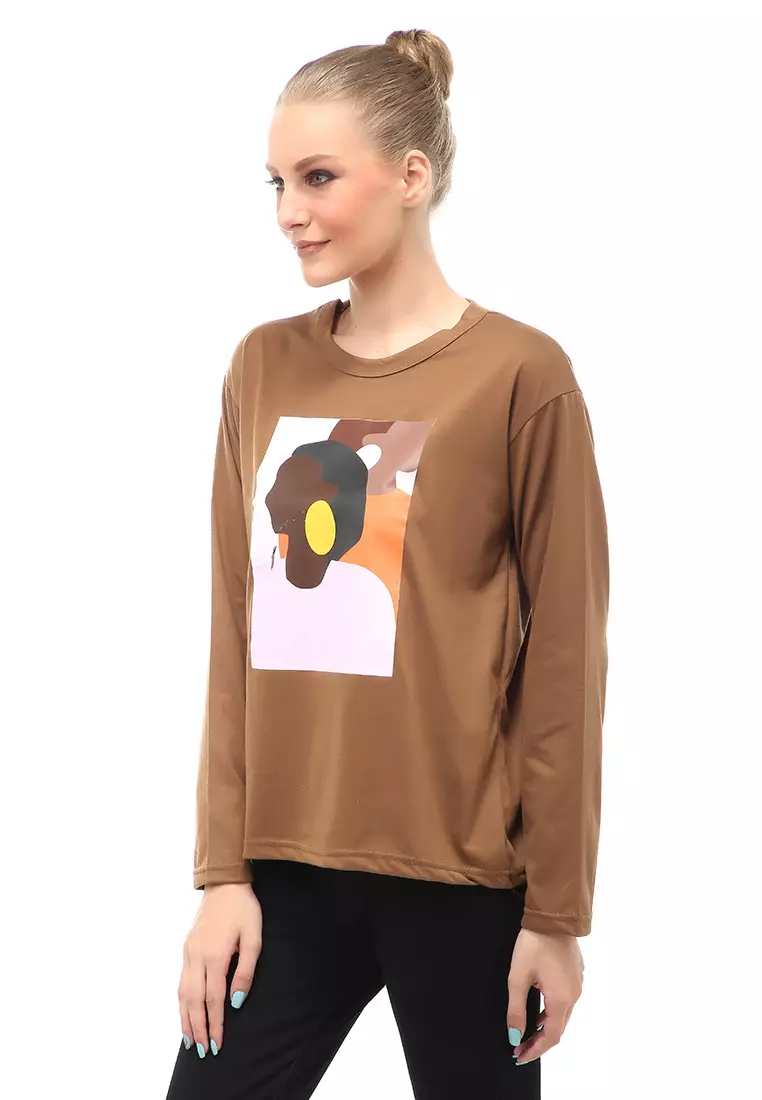 Dreama Kaos Oversized Long Sleeves Atasan Wanita Relaxed Fit - Mopan Two Faces