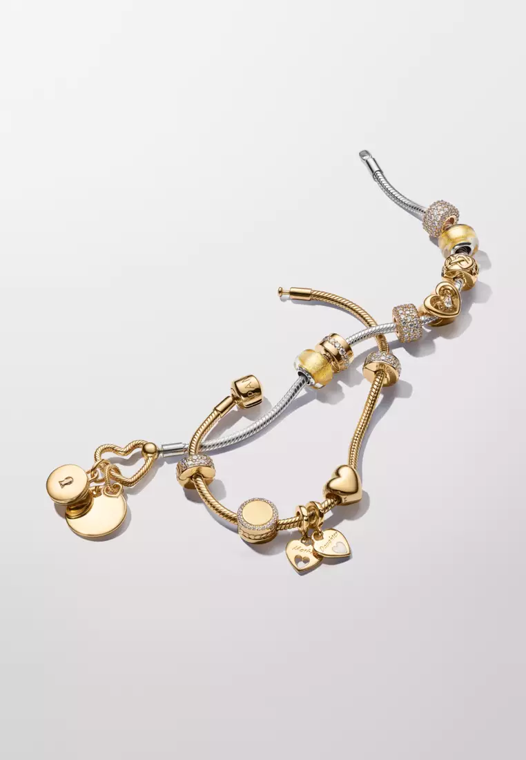 Pandora 14k Gold Plated  Barrel Clasp Snake Chain Bracelet