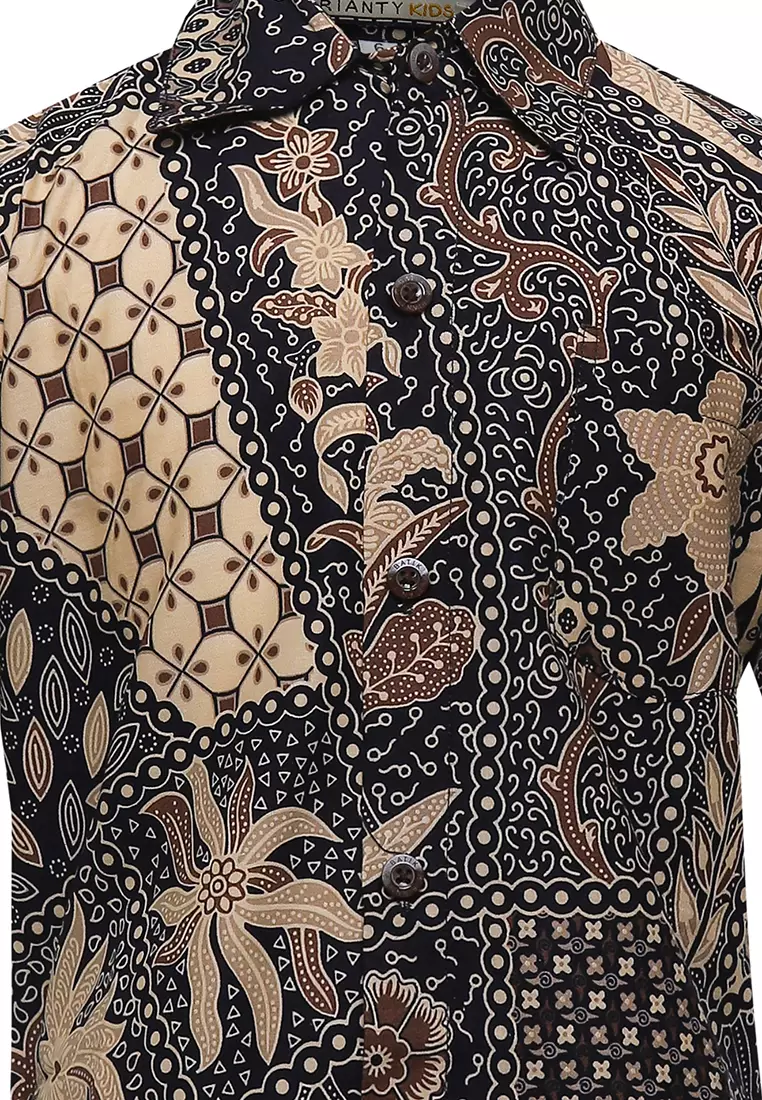 Baju Batik Anak Laki Laki Gesra Plain Lengan Pendek