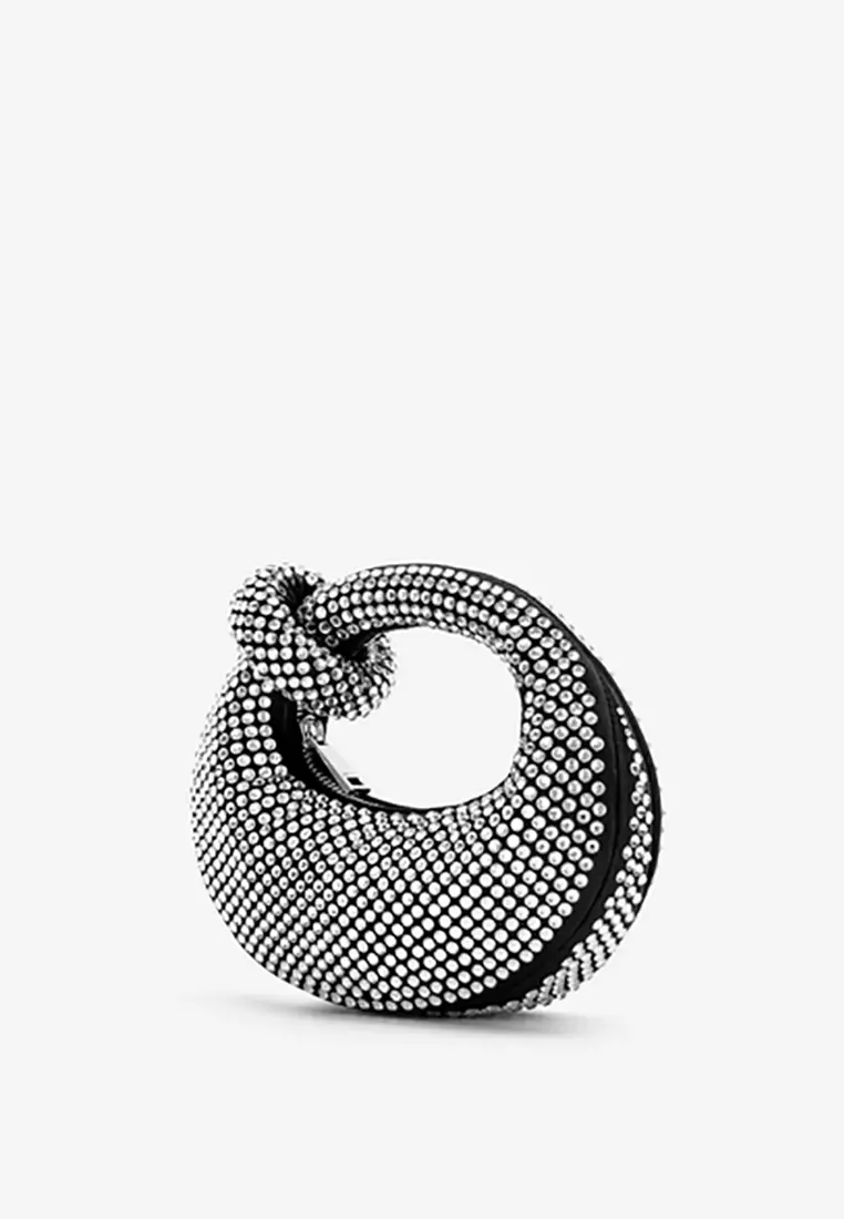 Abacus Artificial Crystal Mini Top Handle Bag - Black