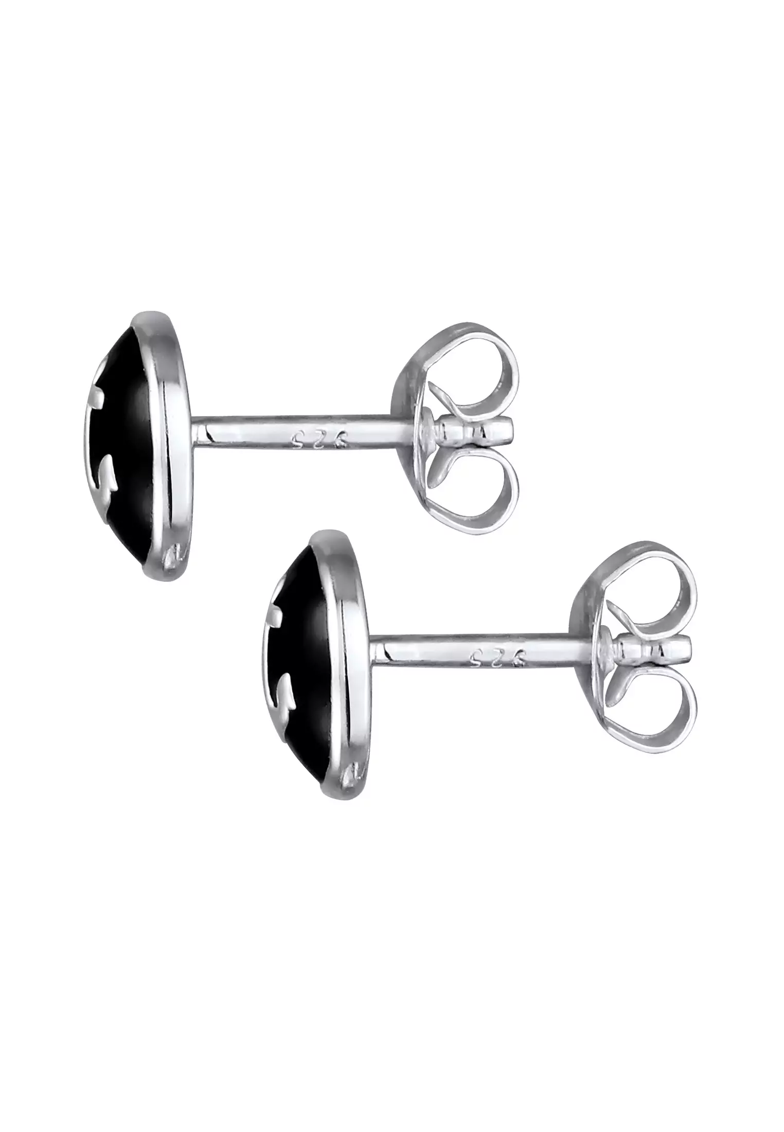 Earrings Men Circle Enamel Maritime Black Stud