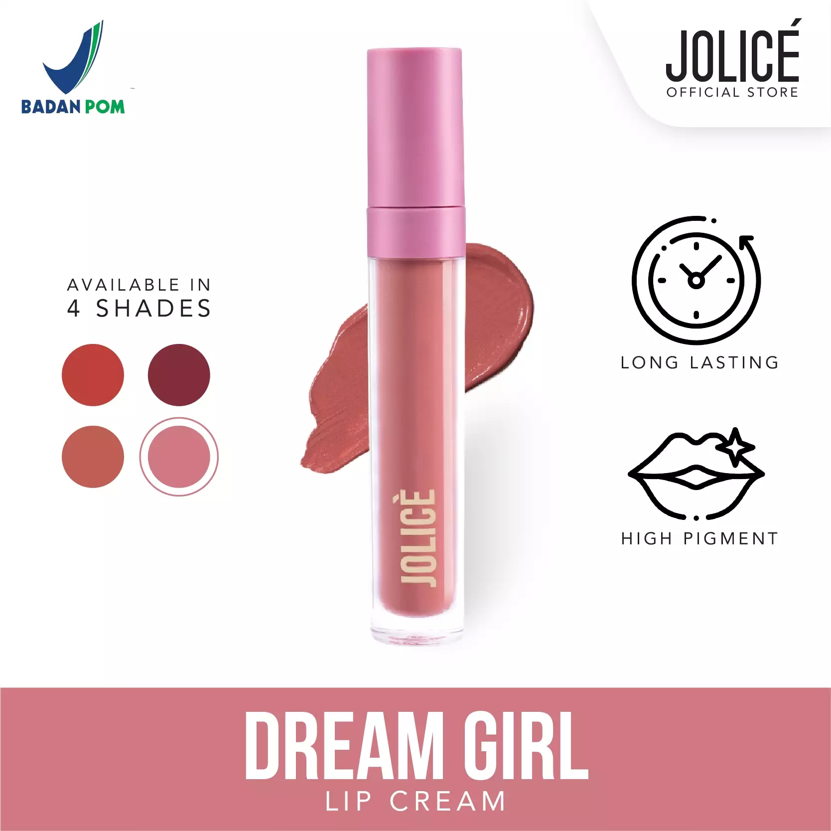 Jolice High Quality Lip Cream/Lip Matte/Lipstik Transferproof Anticrack