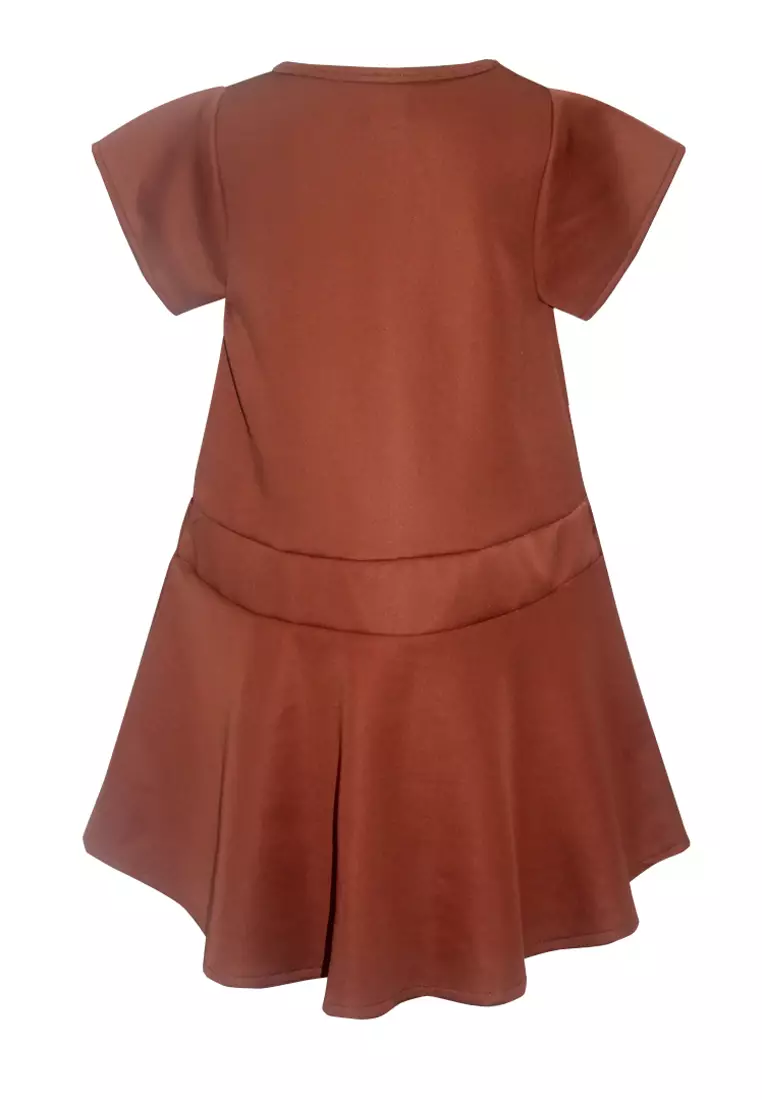 Two Mix Dress Anak Perempuan Kaos Scuba Size 1-8 4195 Coklat