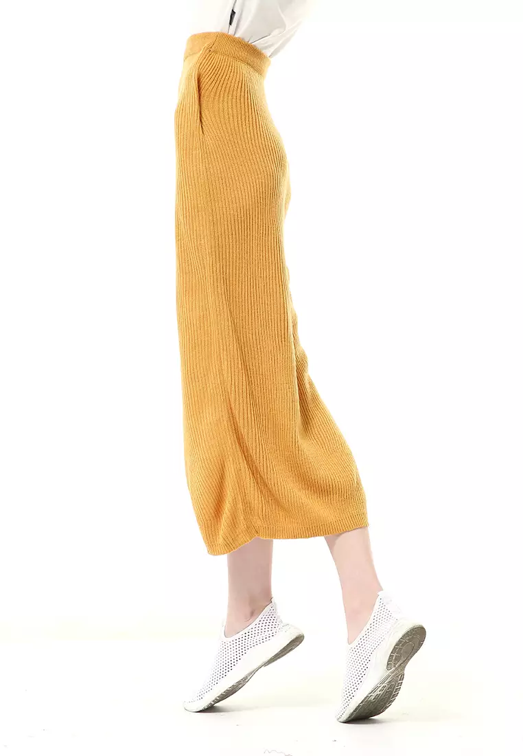 Deliana Rok Rajut Kancing Bawahan Wanita Premium Quality - Mustard