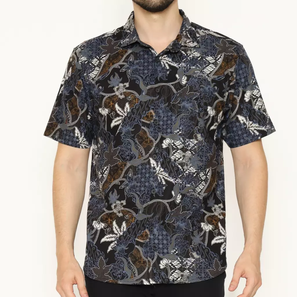 AMK Kemeja Batik Pria Lengan Pendek SHB Arthur S/S Black