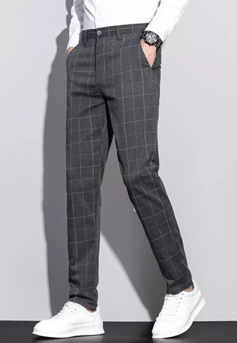 Checked Slim Fit Suit Pants