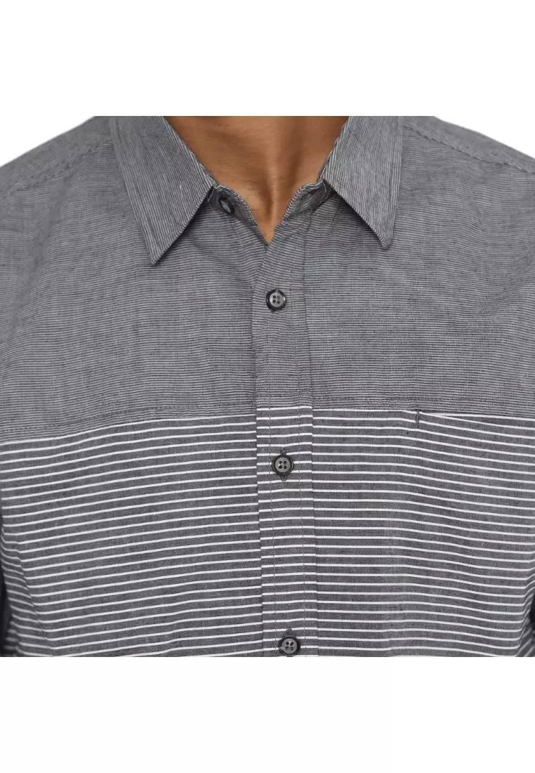 RBJ Kemeja Salur Kombi Hitam Regular Fit Pria