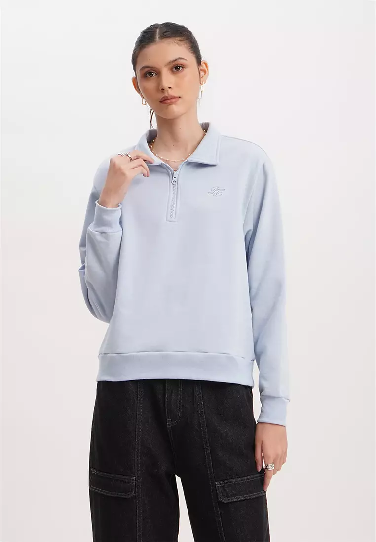 Buy Penshoppe Relaxed Fit Half Zip Pullover With Branding 2024