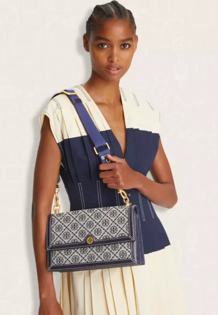 Tory Burch T Monogram Jacquard Shoulder Bag Tory Navy