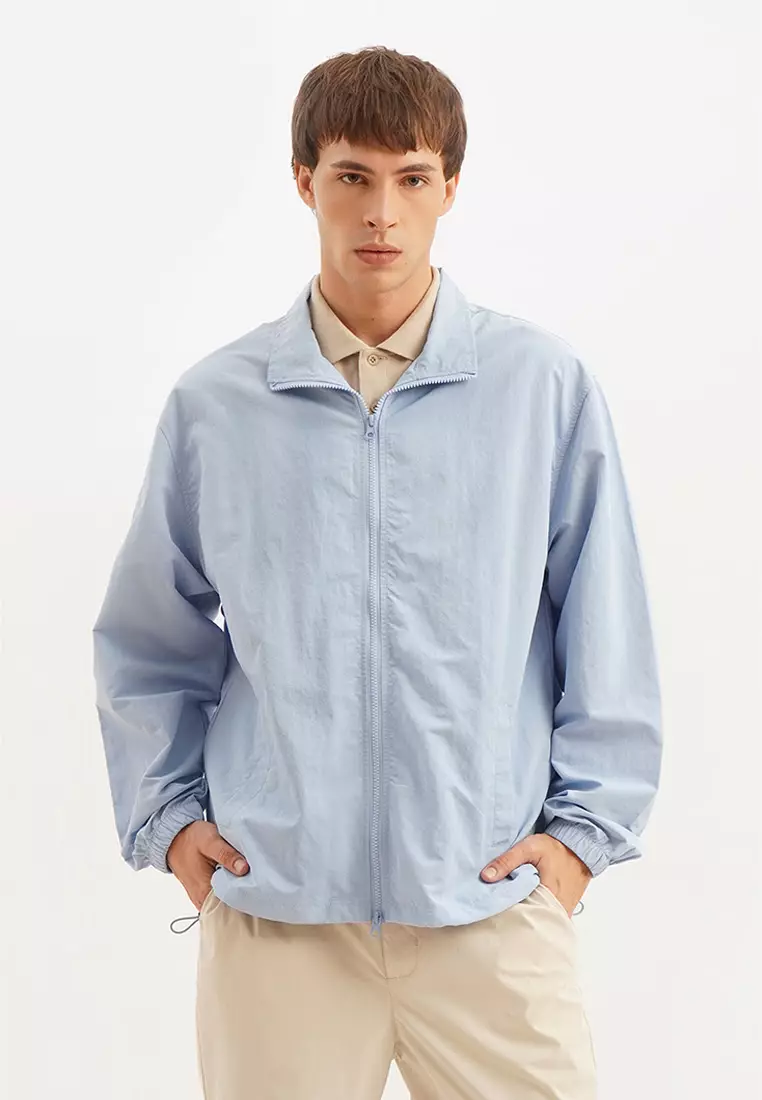 Relaxed Fit Windbreaker With Two Way Zipper