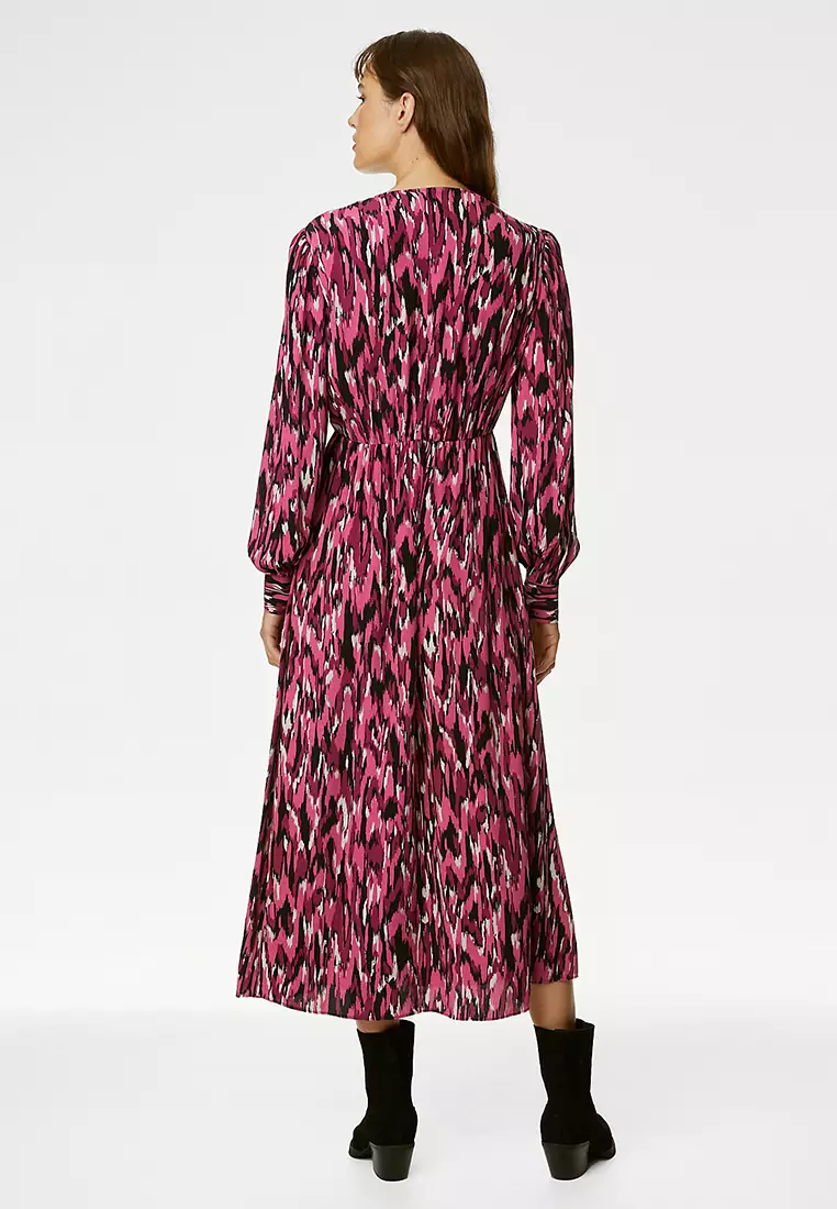 Printed V-Neck Midaxi Tea Dress