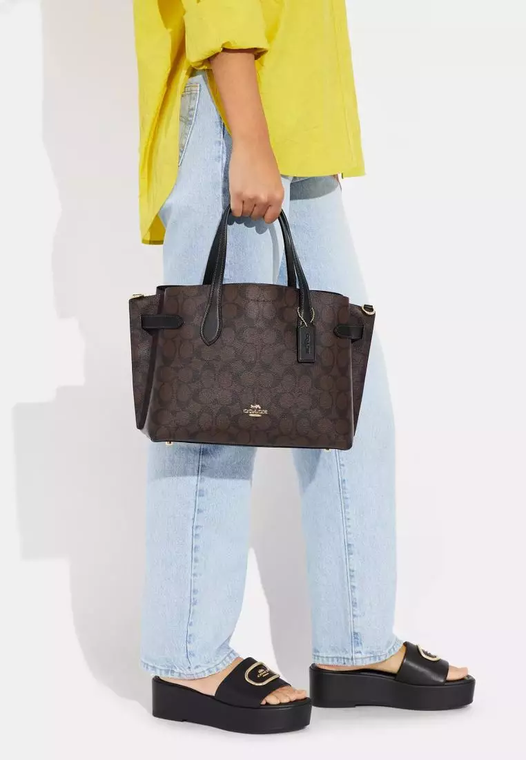 Coach Hanna Carryall In Signature Canvas Brown Black