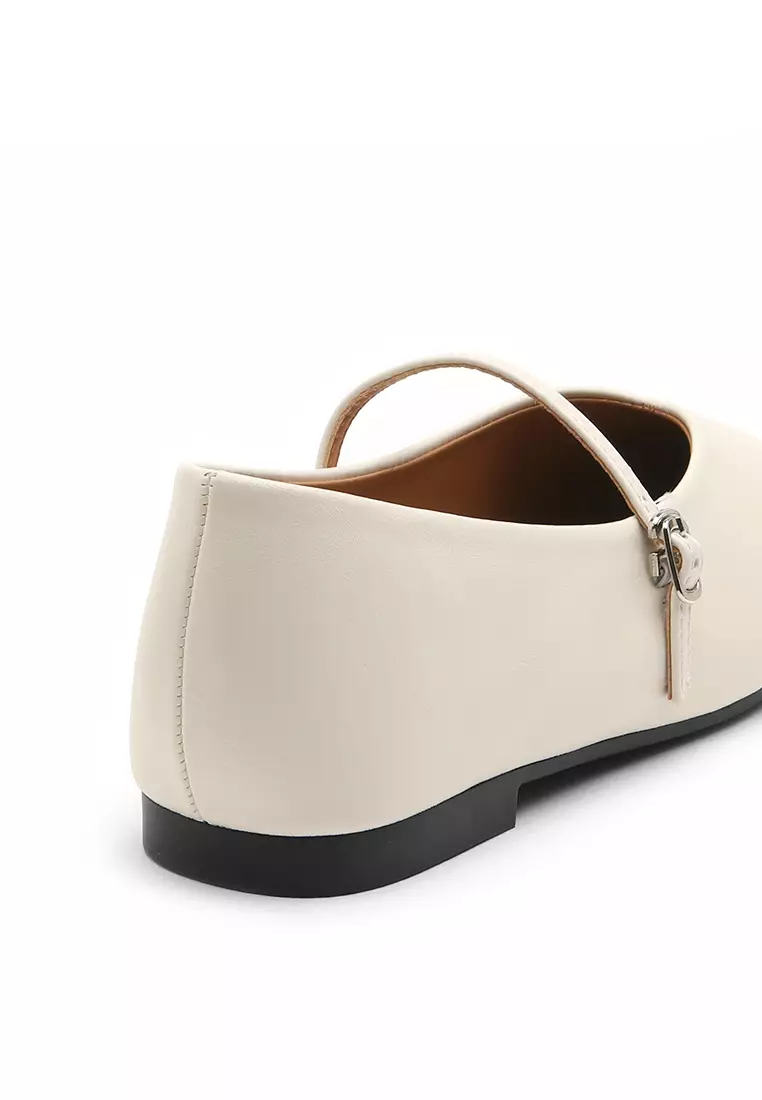 Honeydew Maryjane Flats (1cm) - White