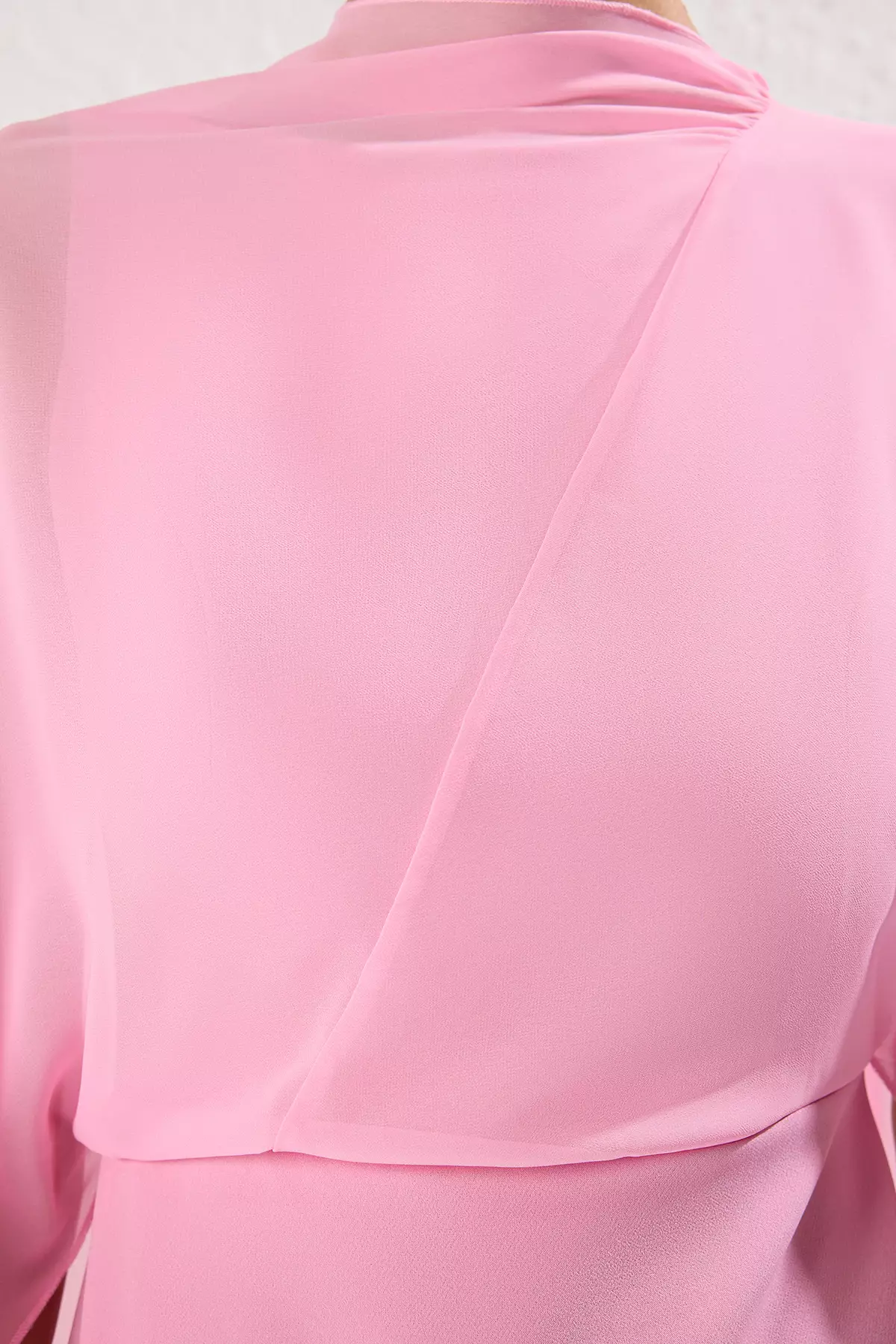 【新品未使用】 THE SHISHIKUI CHIFFON / PINK pink half sleeve fit&flare swing maxi chiffon dress 271901
