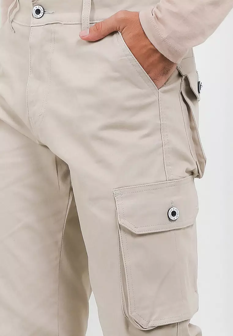 BULFARO Celana Cargo Pants Cotton Twill Stretch - Cream