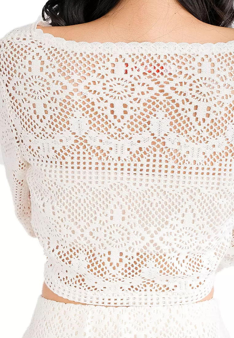 L/S Crochet Keyhole Top