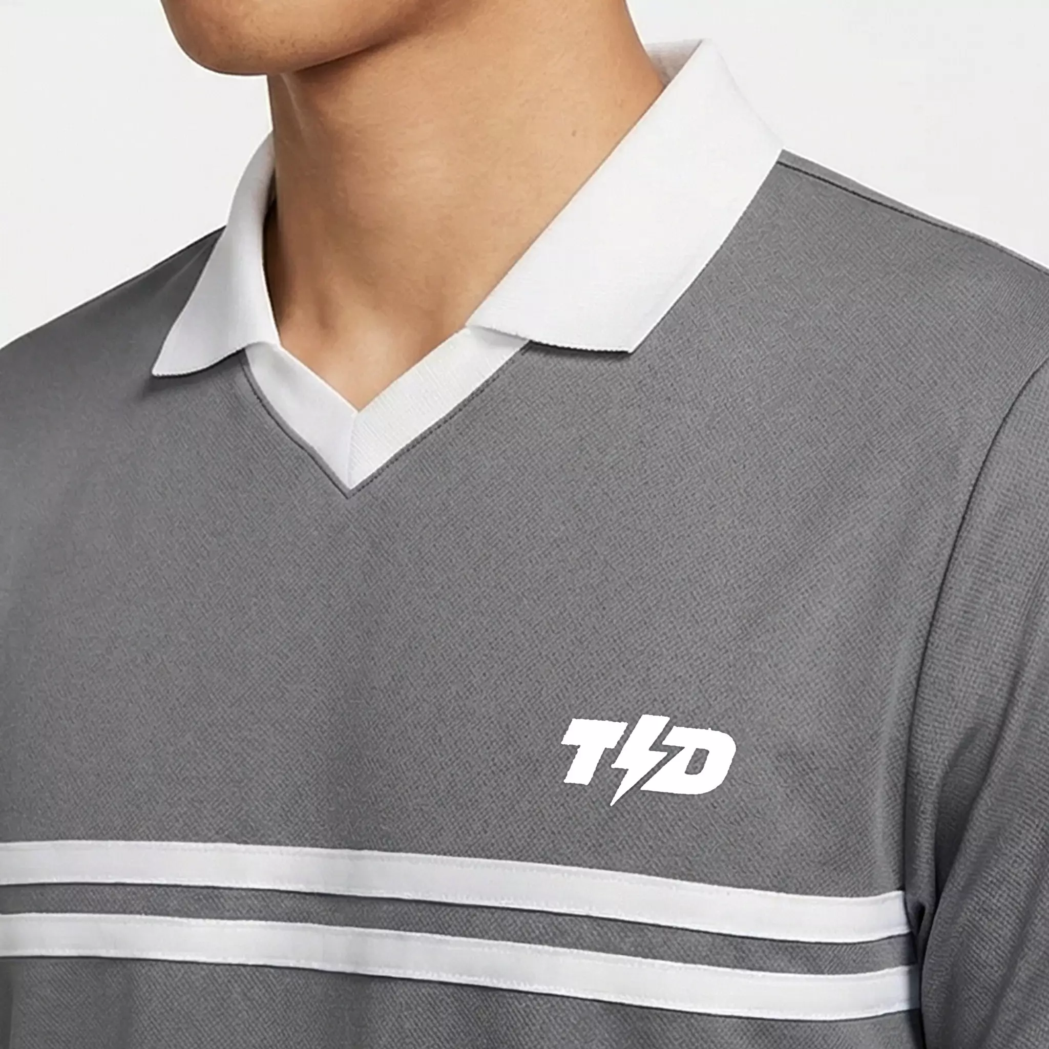 TDACTIVE Jersey Padel Pria Polo Kaos BreatheLite "abu putih" MSB49