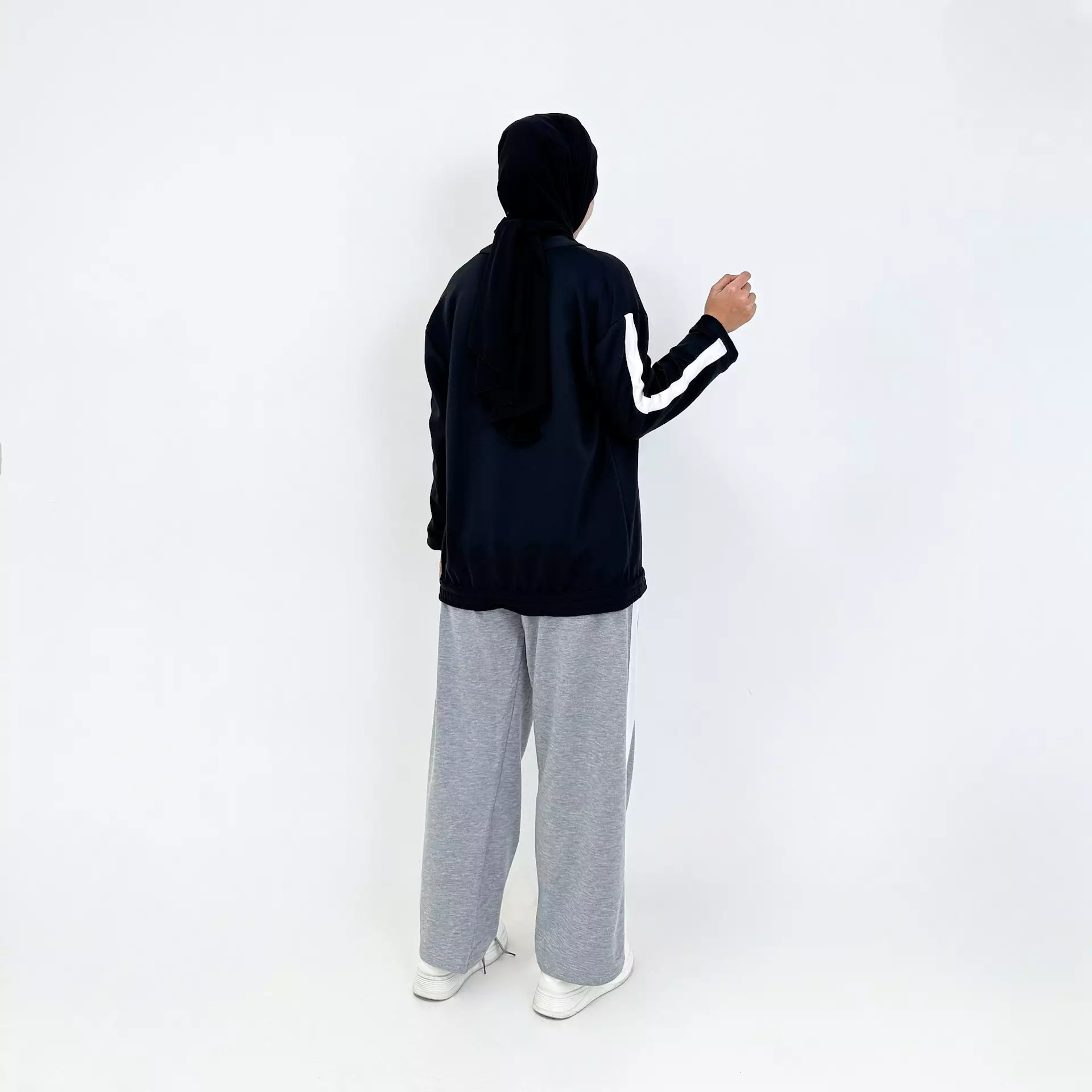 Setelan Jaket Sporty HITAM - GREY