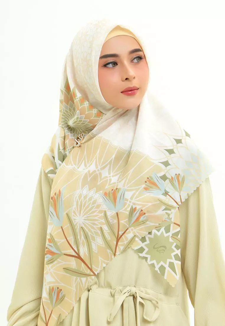 Rabbani - Kerudung Segi Empat Motif Tetra Faiha H0 - Dessert Dust
