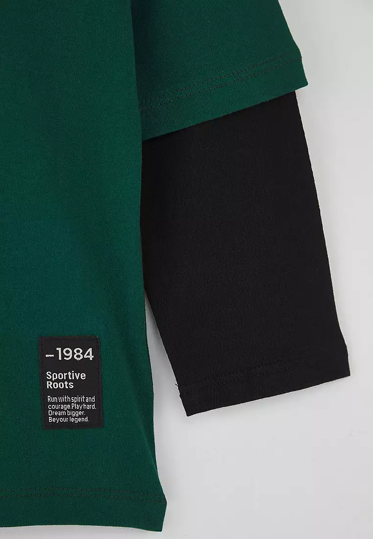 Emerald Green Printed Regular Fit Knitted Boys T-Shirt