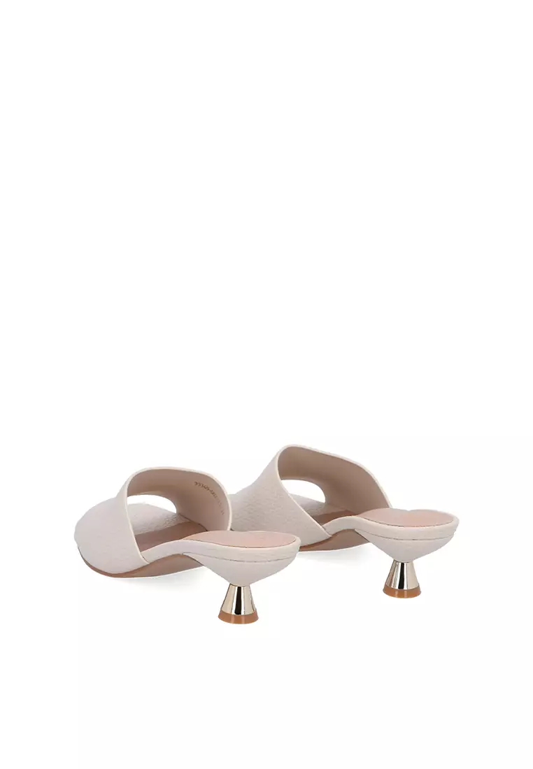 Beige Eona Spool-Heeled Sandals