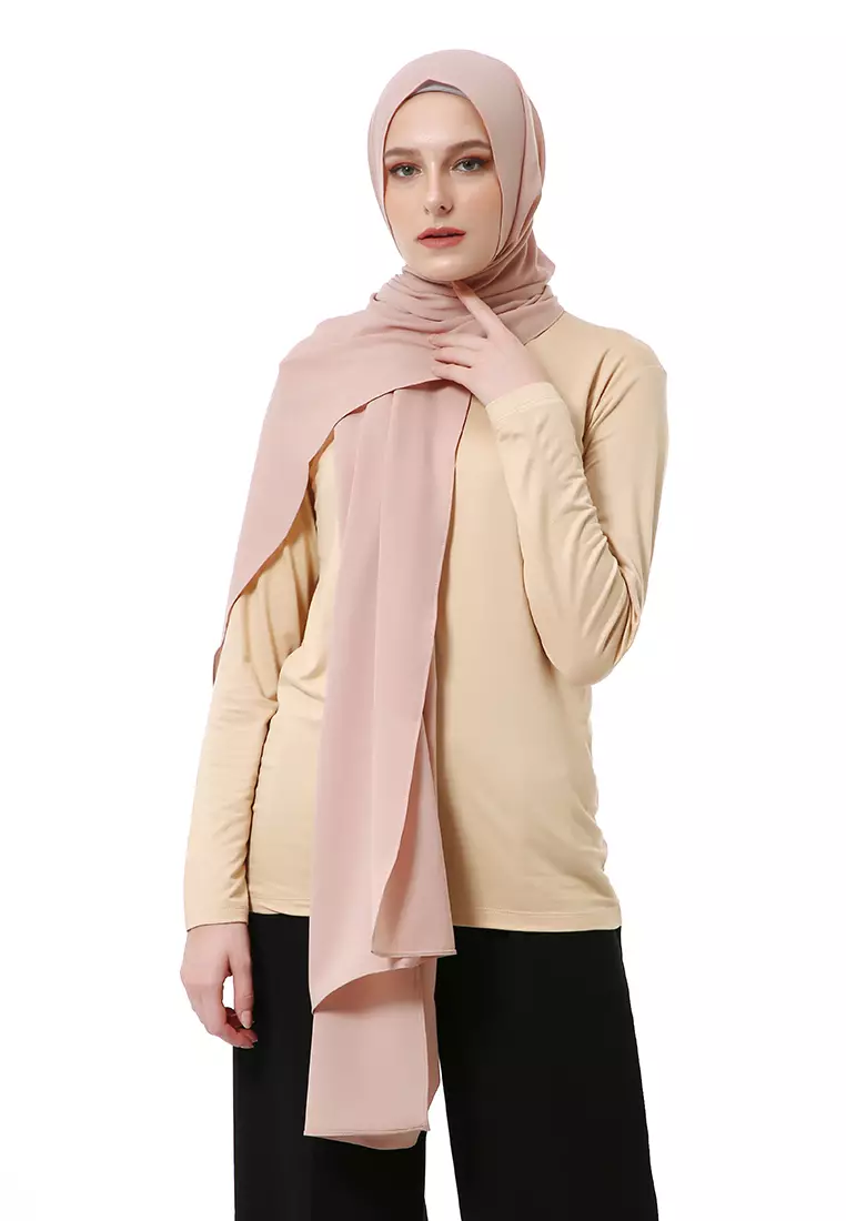 Marit Pashmina Syari Polos Muslimah Wanita Premium High Quality - Cream