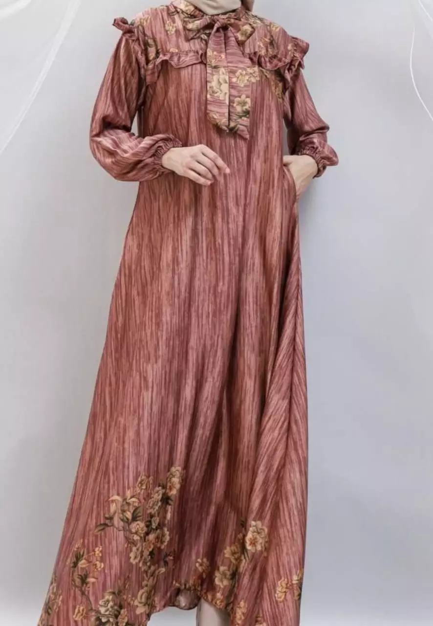 Ulva Coklat Tua Dress Party | Long Dress | Gamis Modern Premium MYA