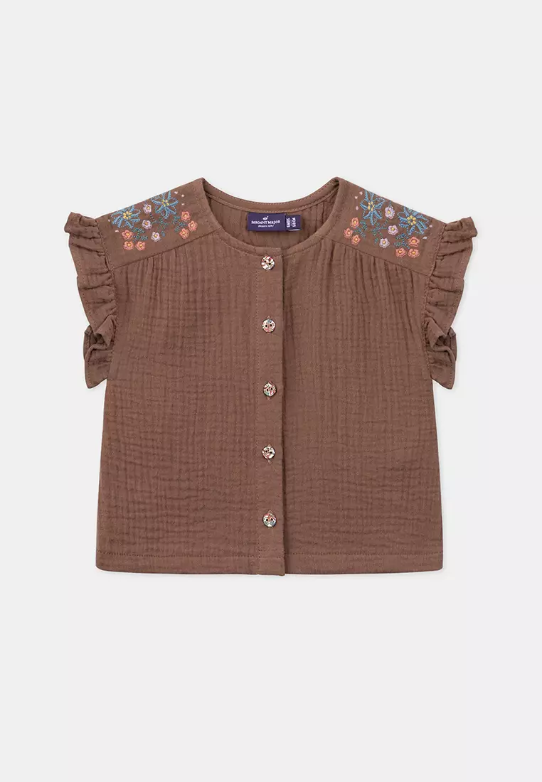 Brown  Embroidery Blouse
