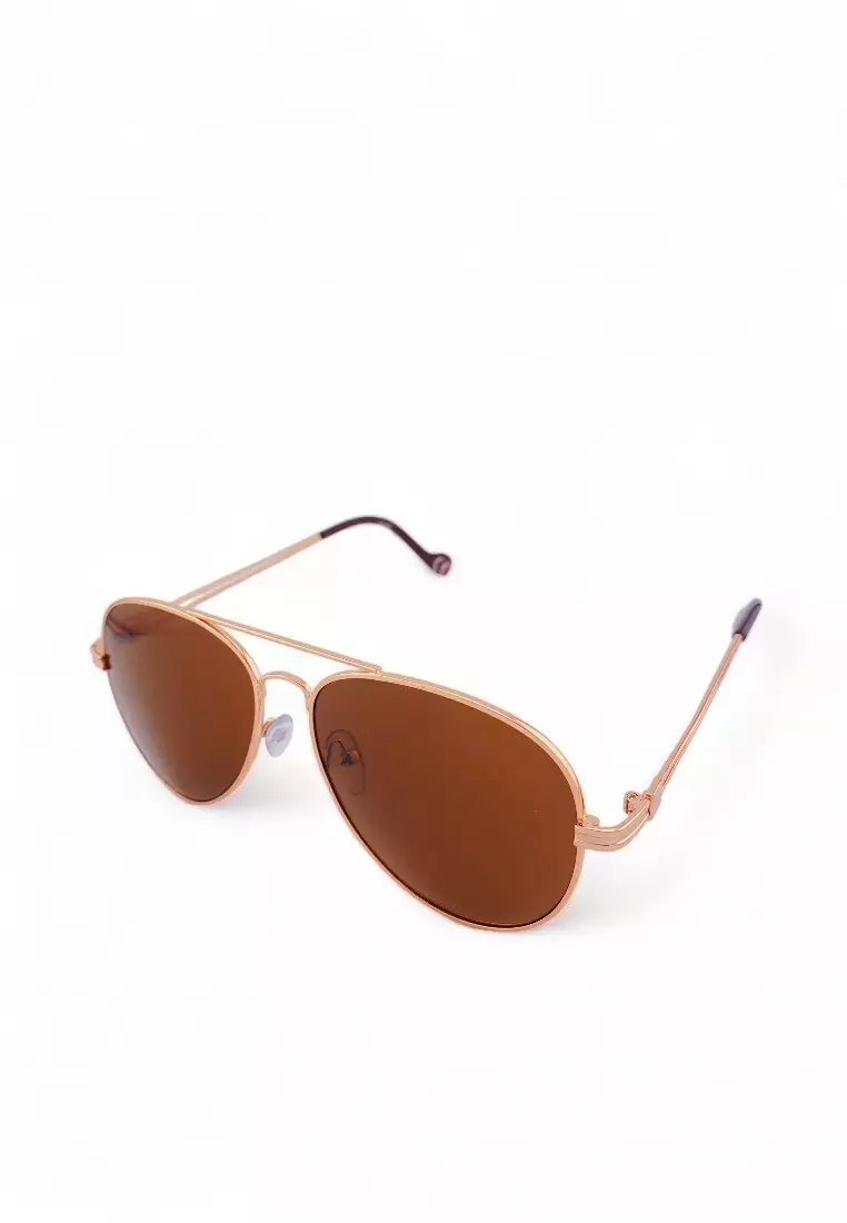 Buy NVG Unisex's Aviator Frame Rose Gold Metal UV Protection