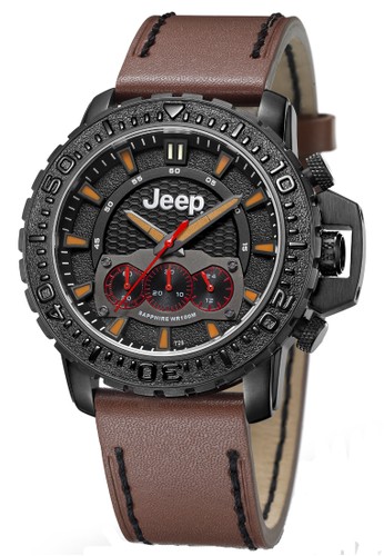 Jeep Grand Cherokee Series JEEP JPG91002 Chronograph Men's Watch Black Red Brown Leather