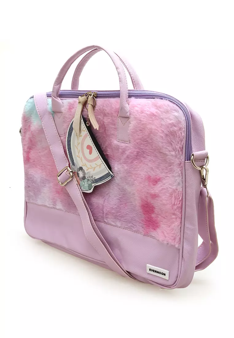 Shania Laptop SlingBag Fluffy Purple Pink With Mini Pouch - Purple 1 Rainbow
