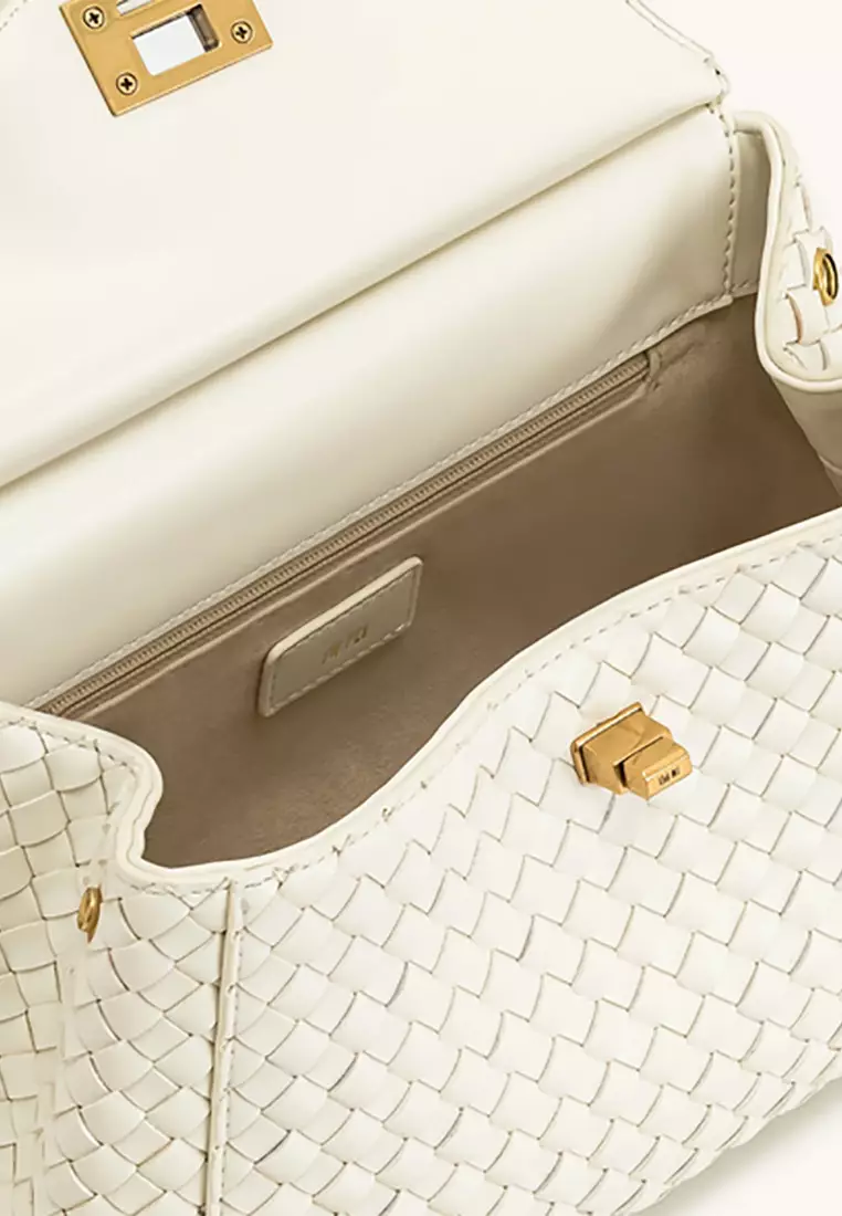 Lucia Classic Top Handle Woven Bag - White