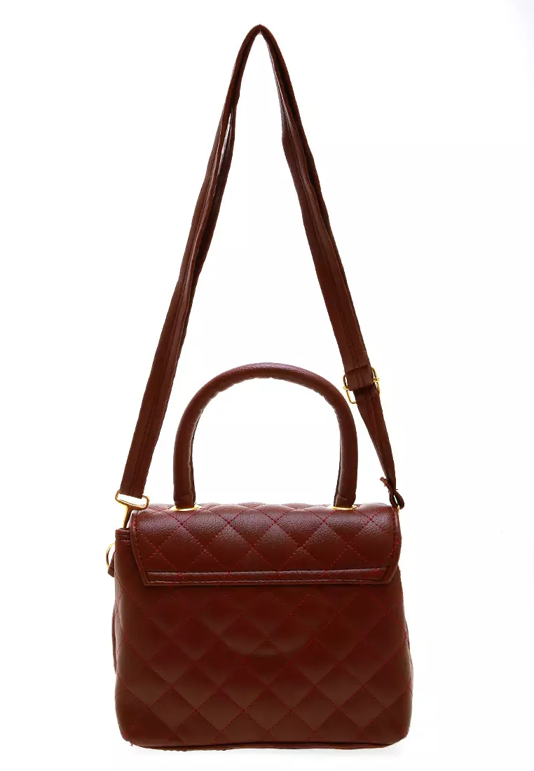 Lezya Tas Selempang Premium Tali Panjang Design Classic Woman Bag - Maroon