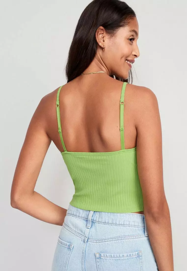 Strappy Rib-Knit Cropped Tank Top for Women