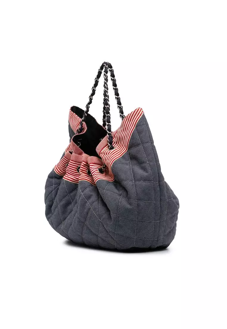 Pre-Loved Chanel Large Quilted Denim Stretch Spirit Cabas Tote