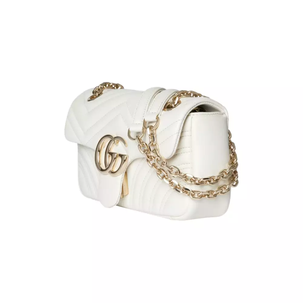 GG Marmont Small Shoulder Bag White Ghw