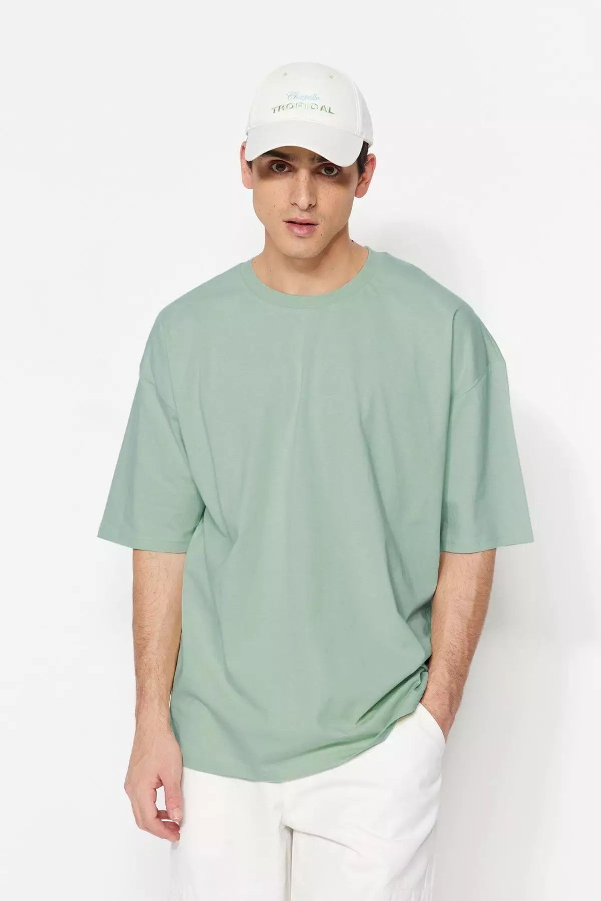 Dark Mint Oversize Basic T-Shirt 100% Cotton Short Sleeve