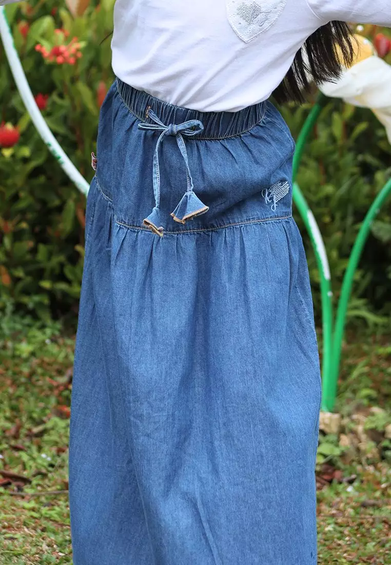 Rok Panjang Jeans Anak Biru/ Maxi Chambray Skirt Girl Blue/ Rjg Picnic Time