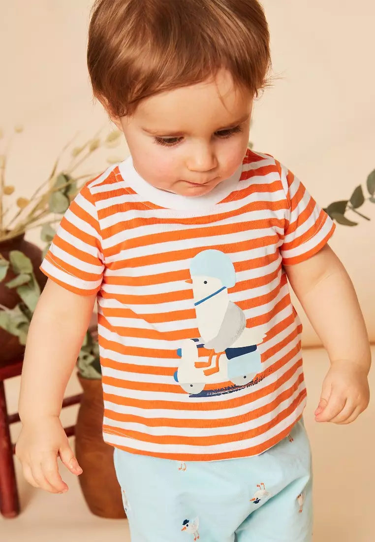 Papaya T-Shirt With Stripes Print