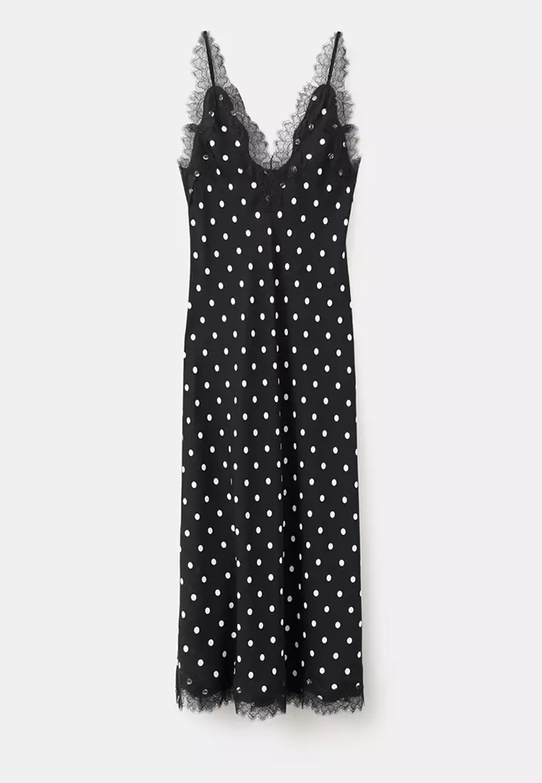 Buy Mango Polka Dot Dress With Lace Detail 2026 Online | ZALORA