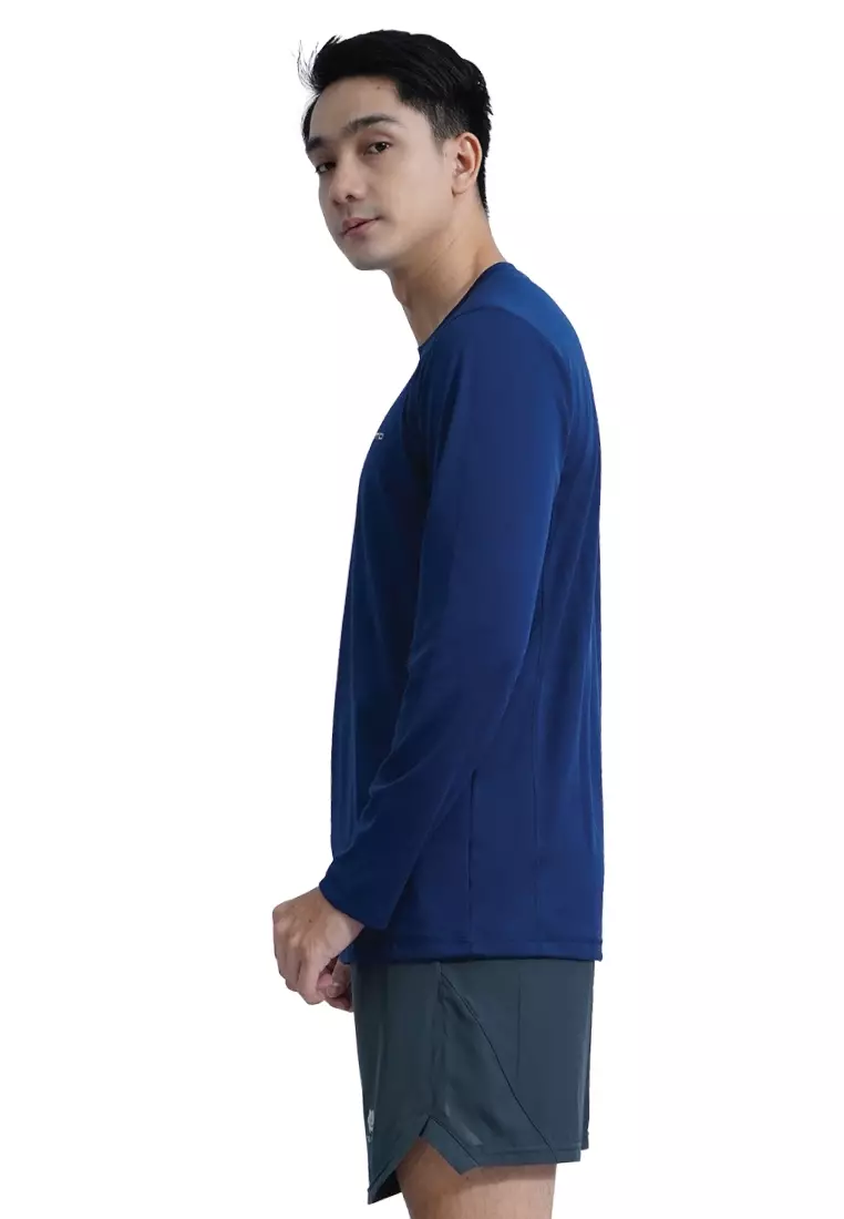 Tiento Kaos Running Dry Fit Lengan Panjang Baju Olahraga Pria Lari Gym Fitness Navy