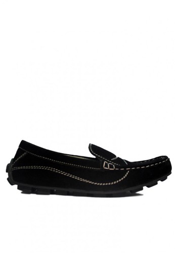 D-Island Shoes Slip On Moccasins Rajut Comfort Suede Black