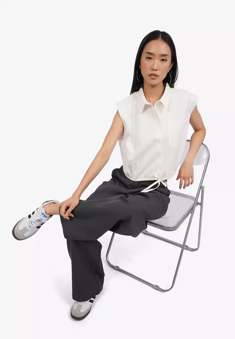 Short Sleeve Blouse with Tied Hemline