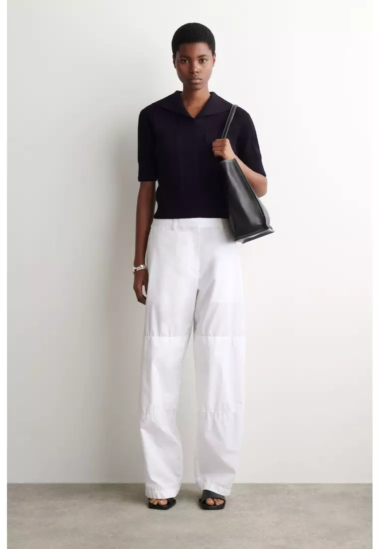 SAILOR-COLLAR WOOL POLO TOP