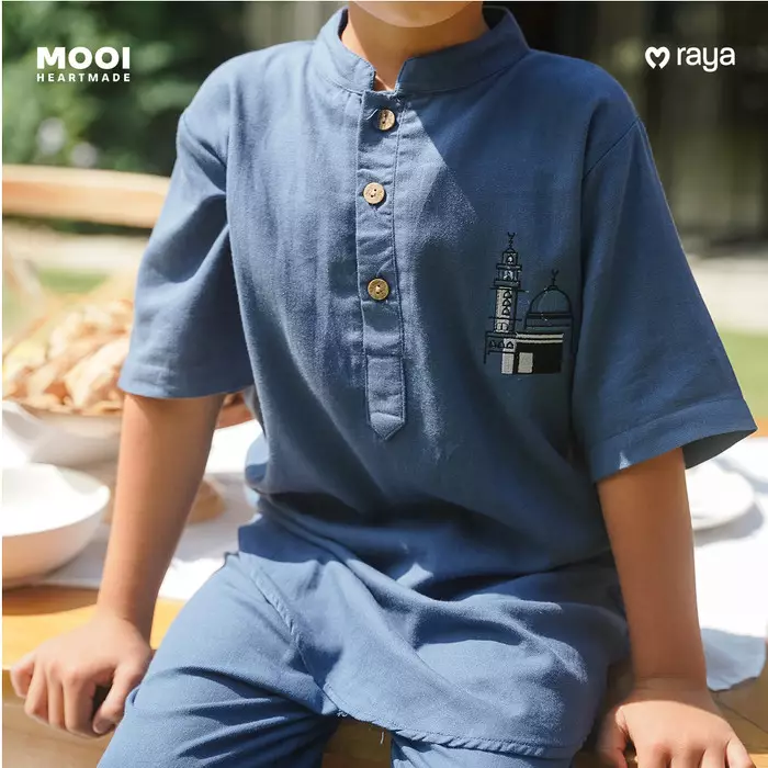 Mooi Adam Koko Set Setelan Koko Anak Raya Collection V1 - Classic Blue